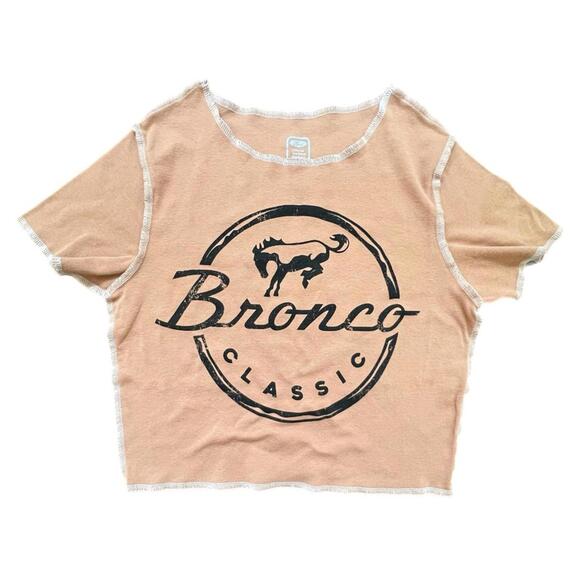 Ford Tops - Ford Women's Tan Bronco Cropped Tee - L